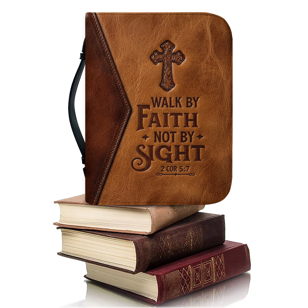 Personalized Walk By Faith Leather Bible Cover