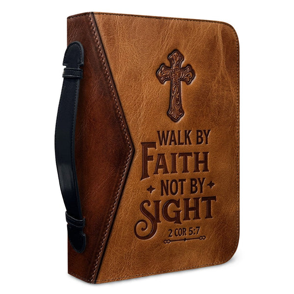 Personalized Walk By Faith Leather Bible Cover