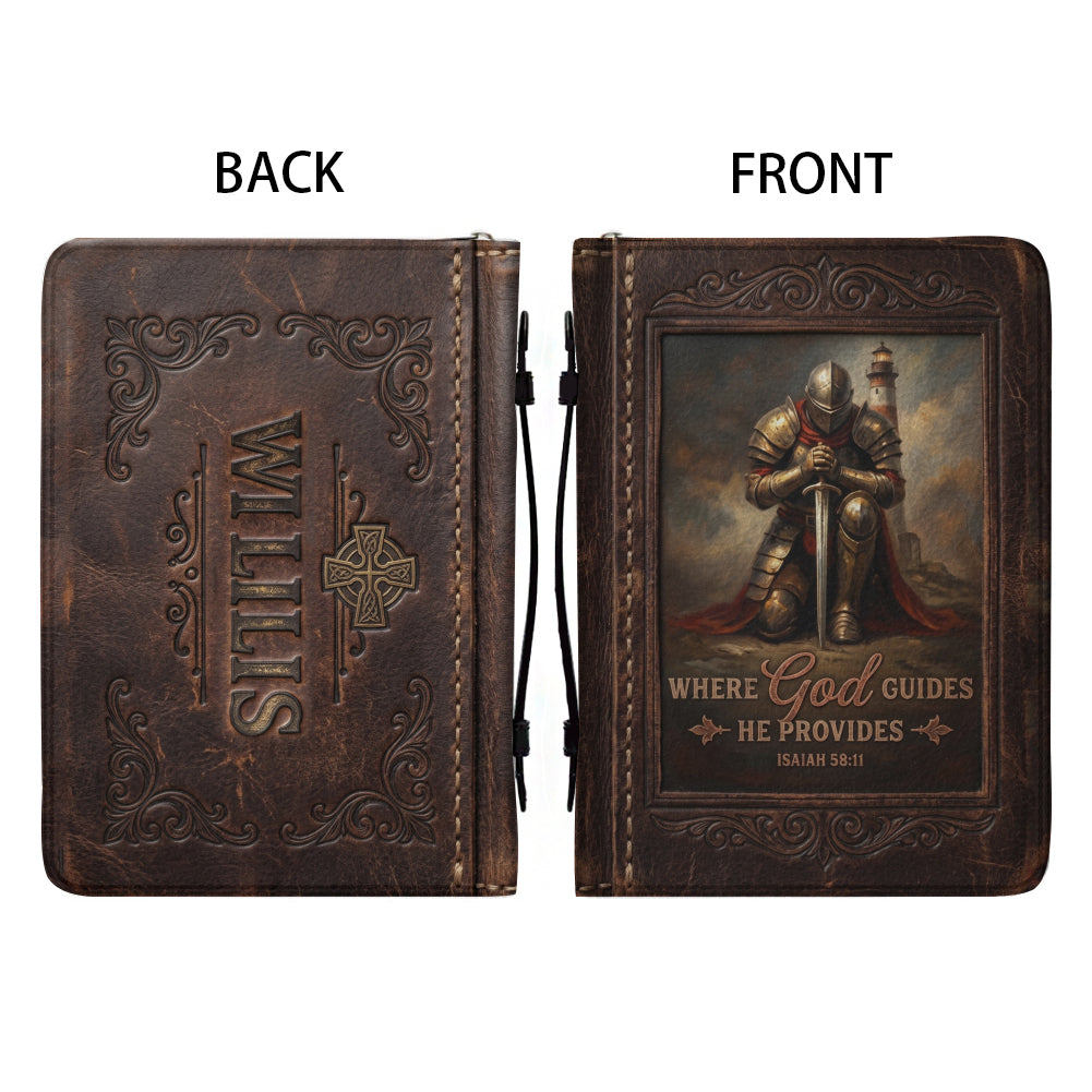 Personalized Leather Bible Cover - Isaiah 58:11