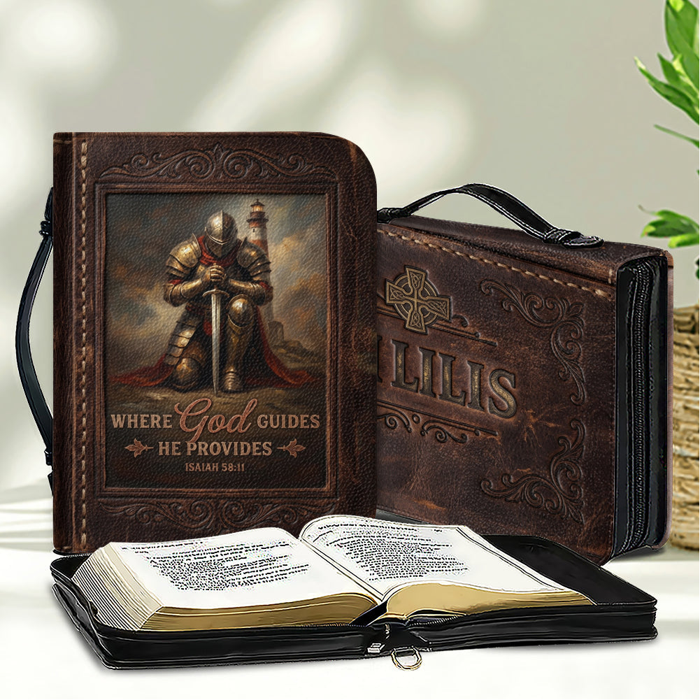 Personalized Leather Bible Cover - Isaiah 58:11
