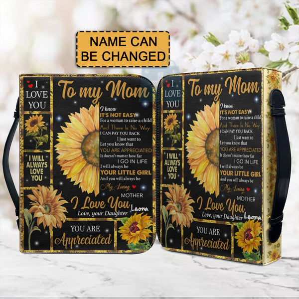 Personalized To My Mom Sunflower Bible Cover