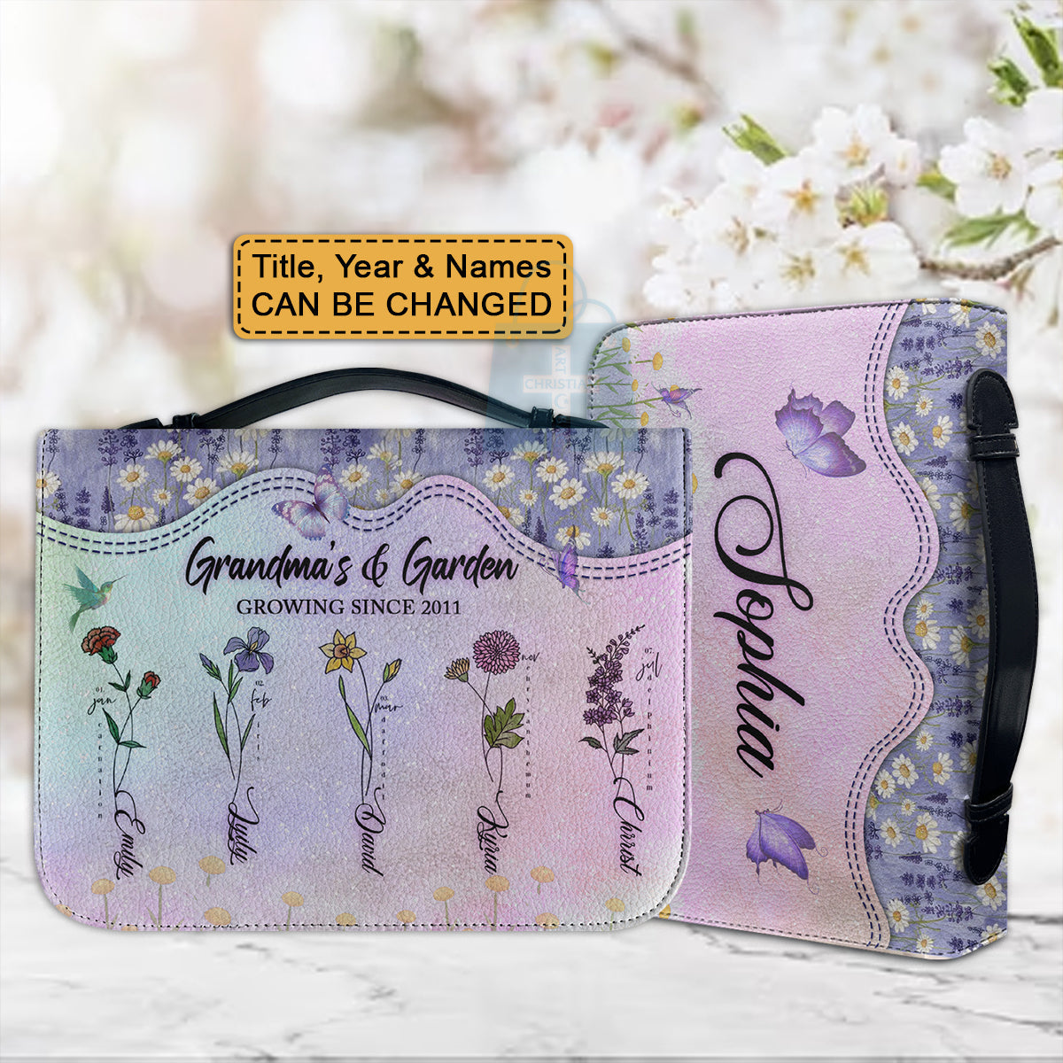 Personalized Grandma's Garden Flower Bible Cover