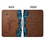 Faith Over Fear Blue Butterfly Leather Bible Cover