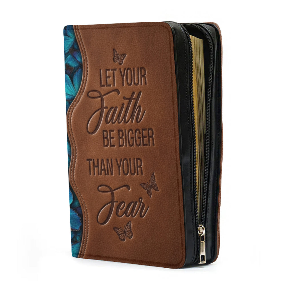 Personalized Blue Butterfly Leather Bible Cover