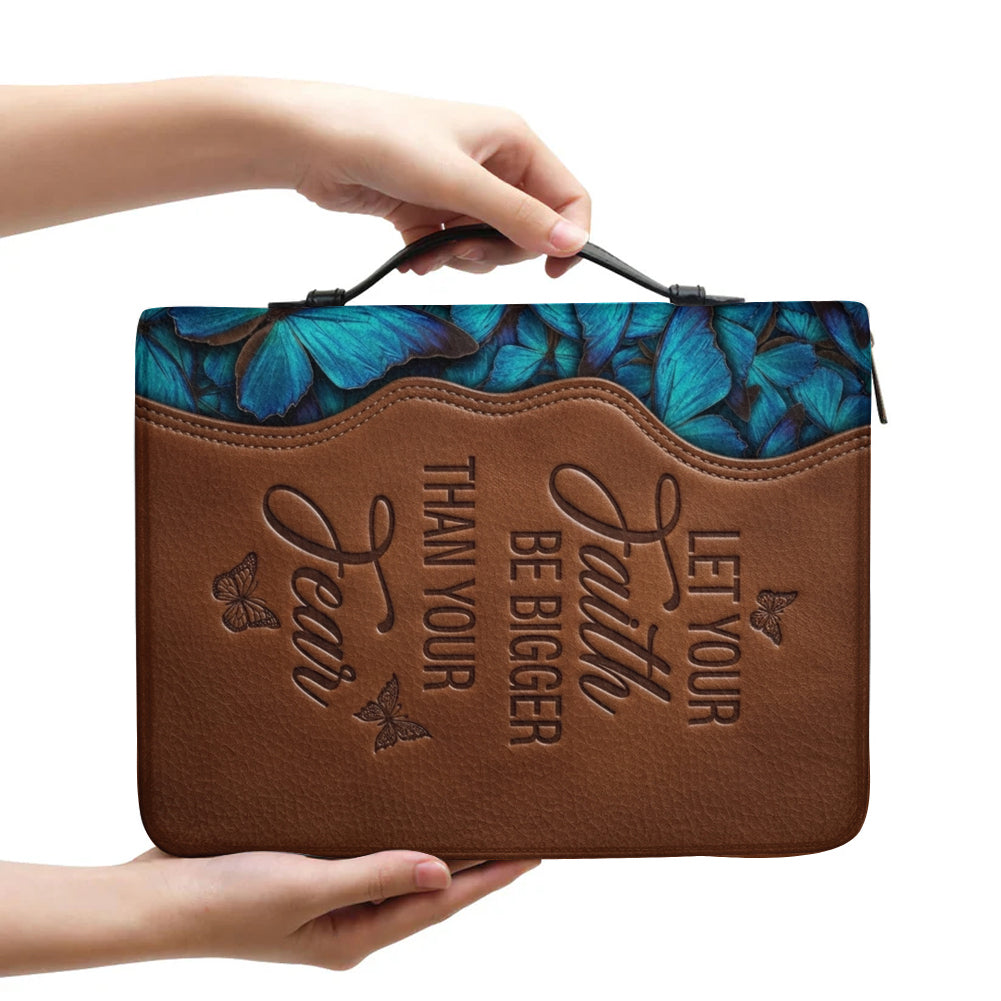 Personalized Blue Butterfly Leather Bible Cover