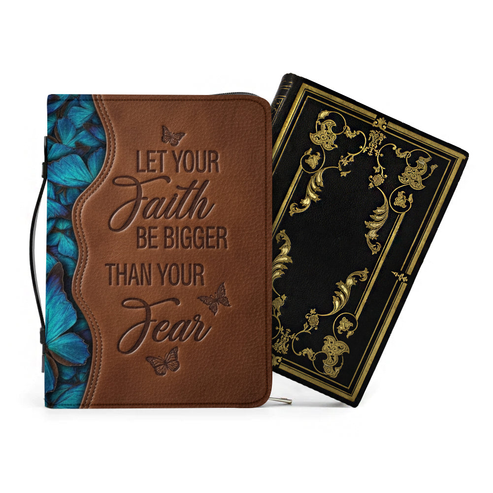 Personalized Blue Butterfly Leather Bible Cover