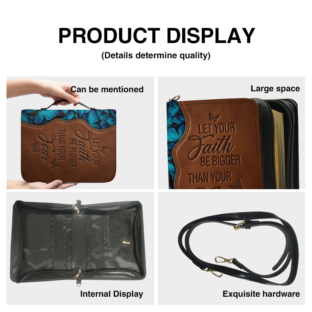 Personalized Blue Butterfly Leather Bible Cover