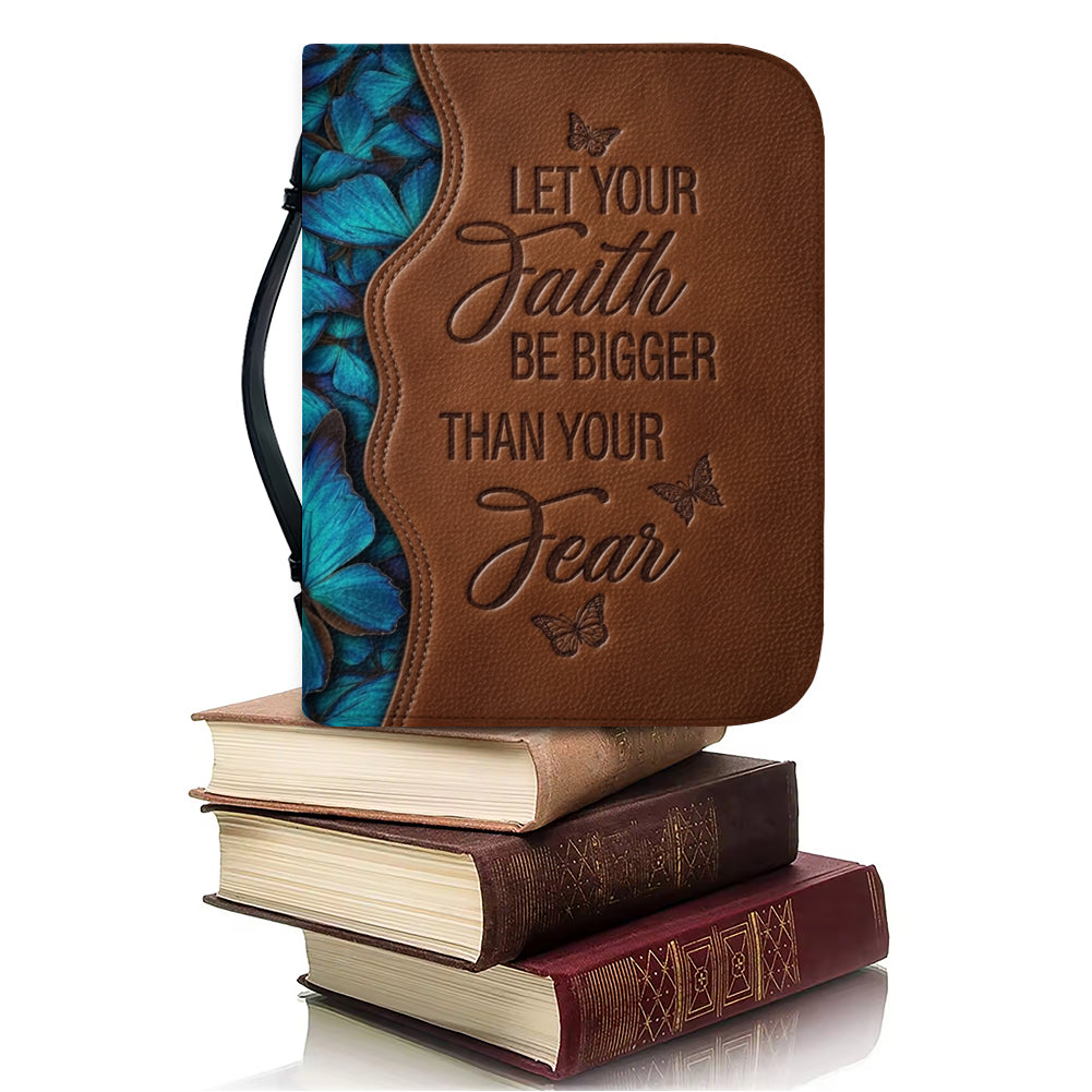 Personalized Blue Butterfly Leather Bible Cover