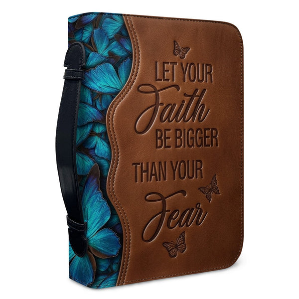 Faith Over Fear Blue Butterfly Leather Bible Cover