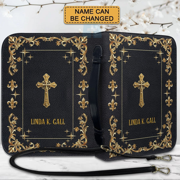 Personalized Gold Floral Leather Bible Cover