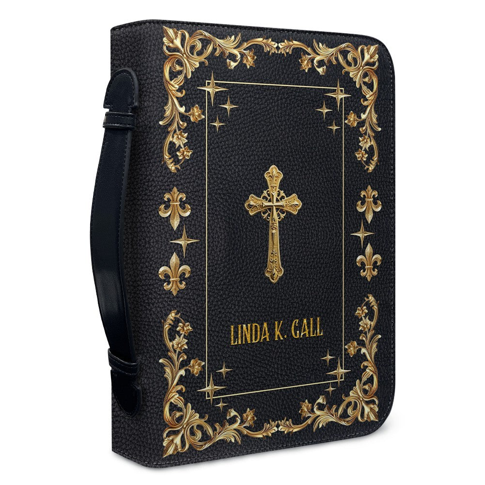 Personalized Gold Floral Leather Bible Cover