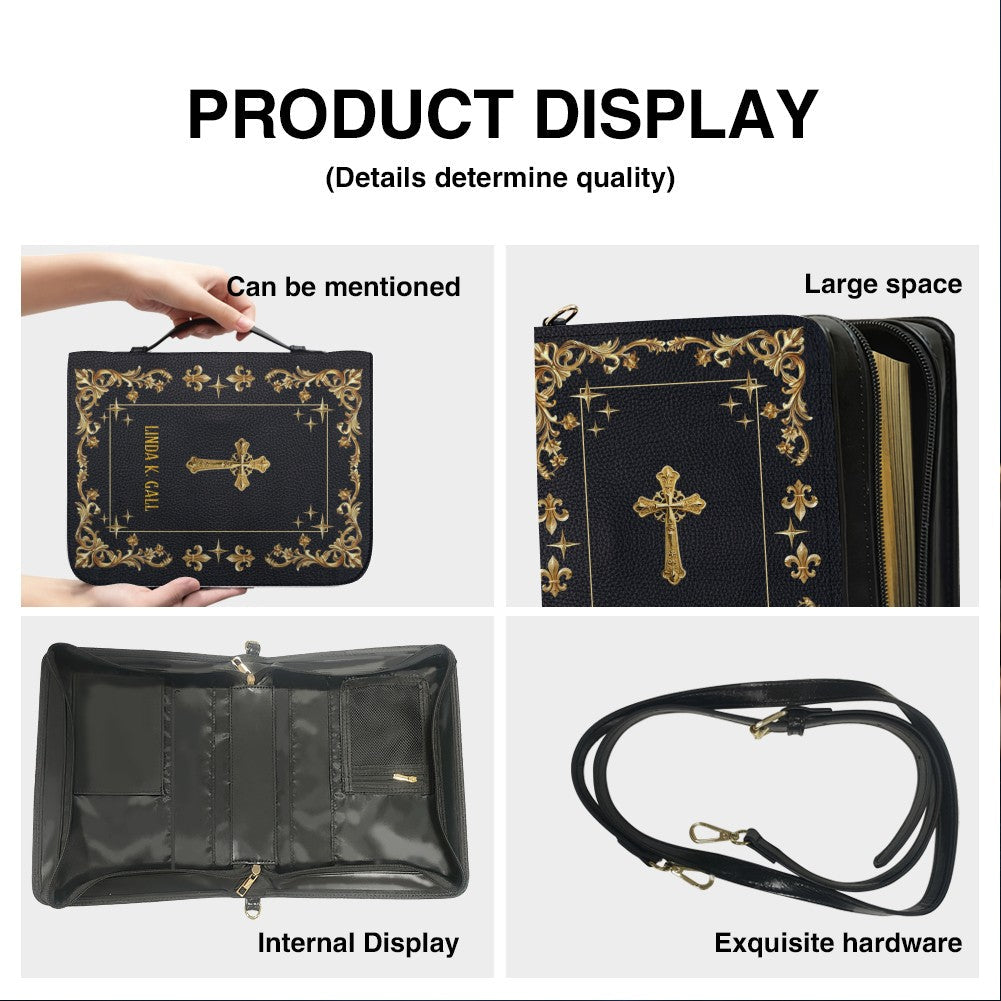 Personalized Gold Floral Leather Bible Cover