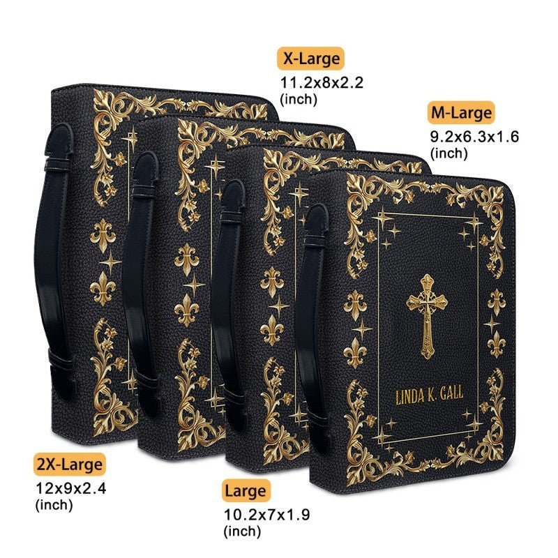 Personalized Gold Floral Leather Bible Cover
