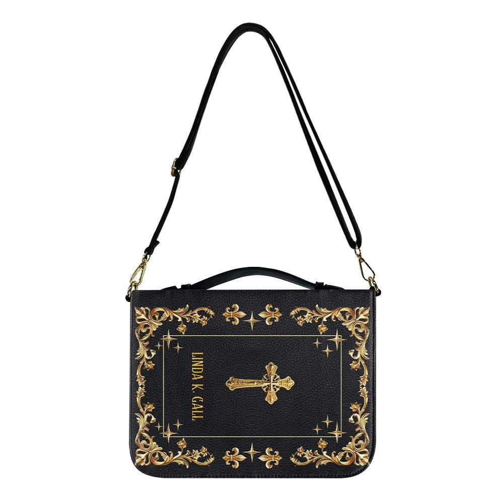 Personalized Gold Floral Leather Bible Cover