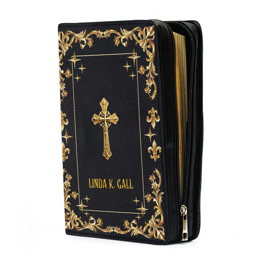 Personalized Gold Floral Leather Bible Cover