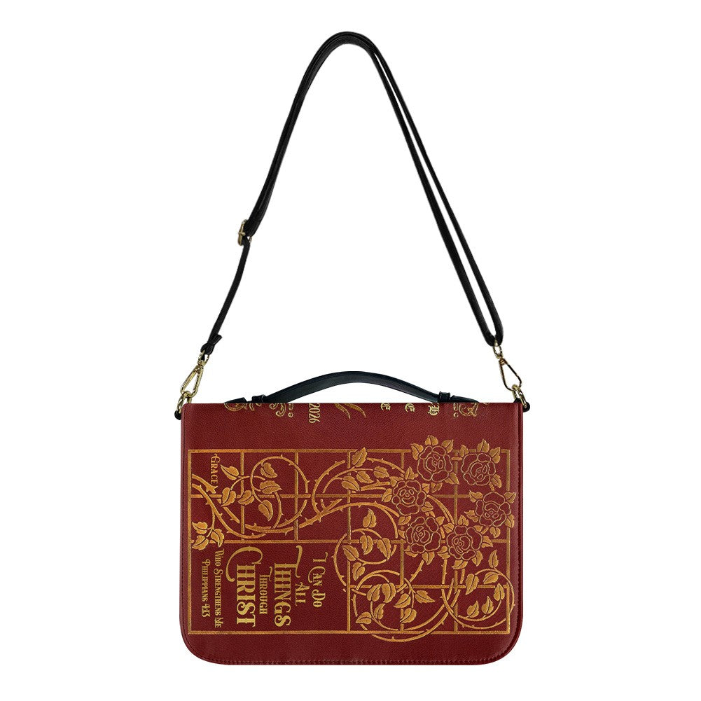 Custom Floral Leather Bible Case with Name