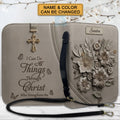 Personalized Leather Bible Cover with Handle