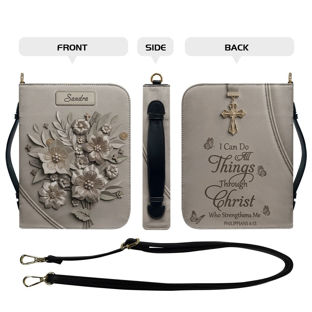 Personalized Leather Bible Cover with Handle