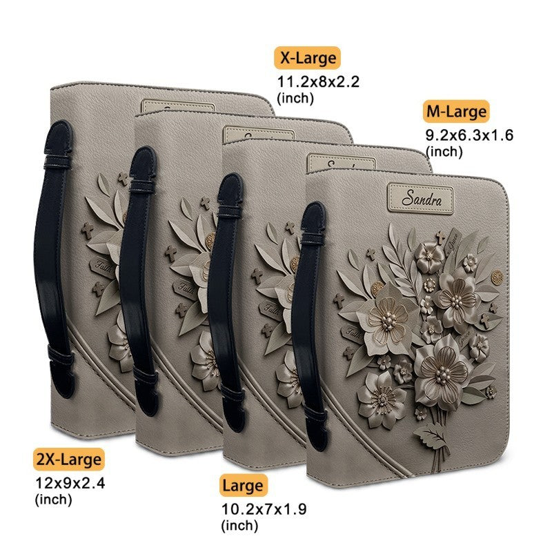 Personalized Leather Bible Cover with Handle
