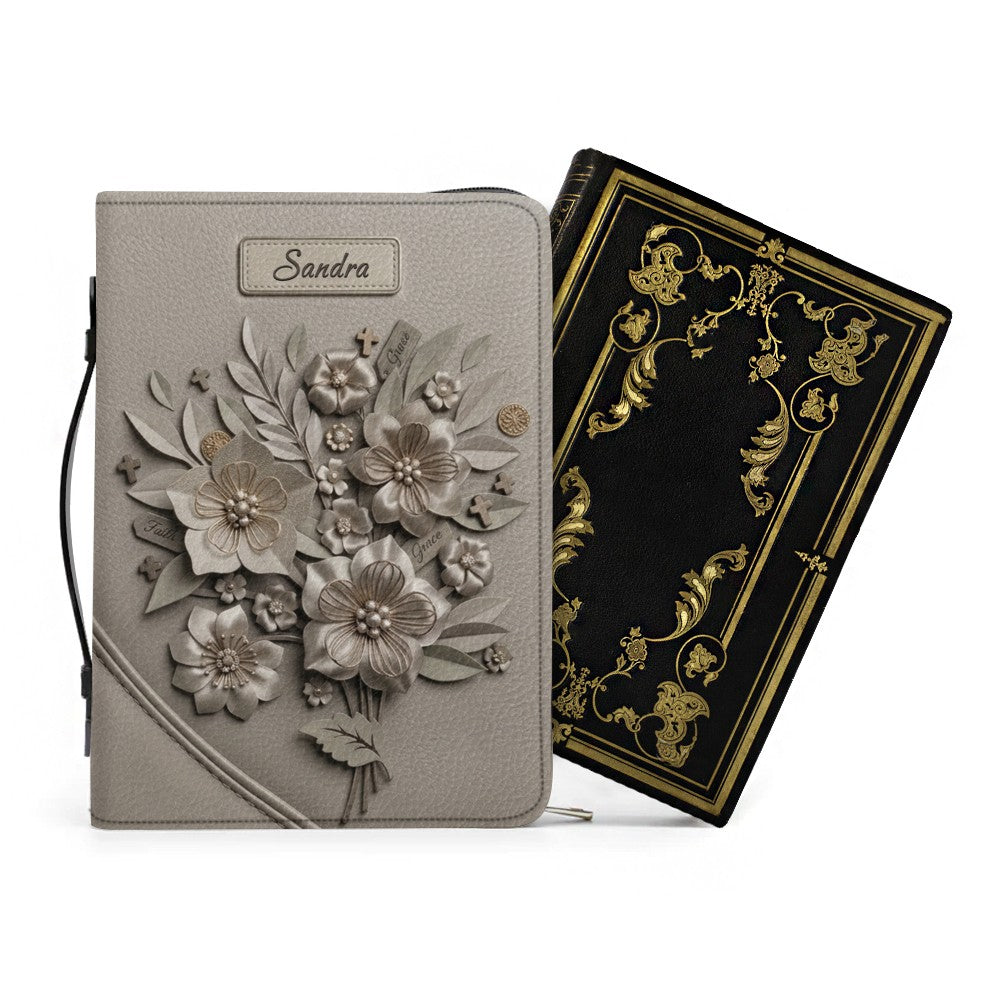 Personalized Leather Bible Cover with Handle
