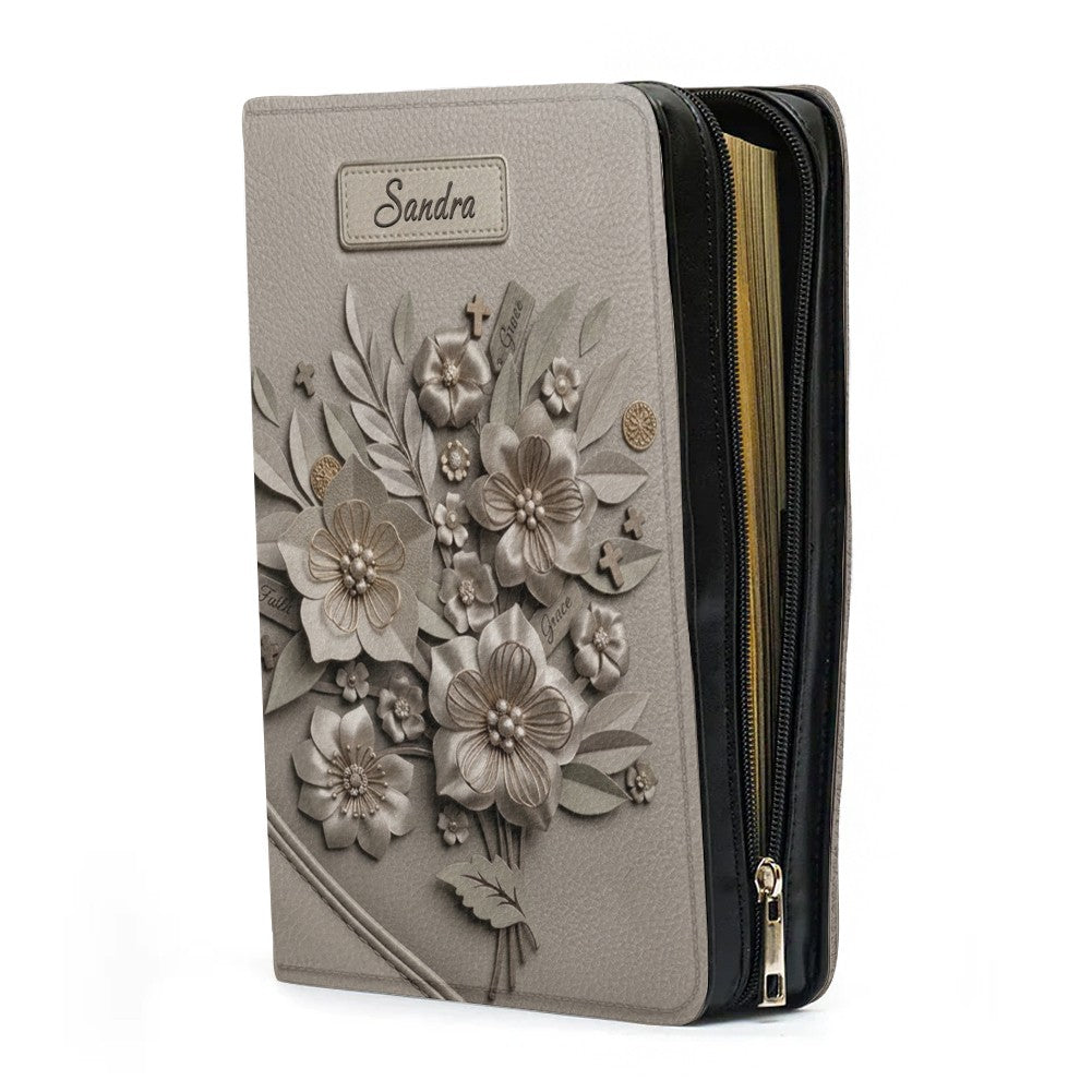 Personalized Leather Bible Cover with Handle