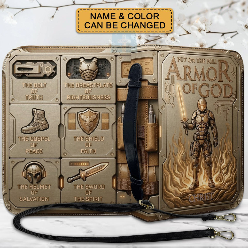 Personalized Armor of God Leather Bible Cover