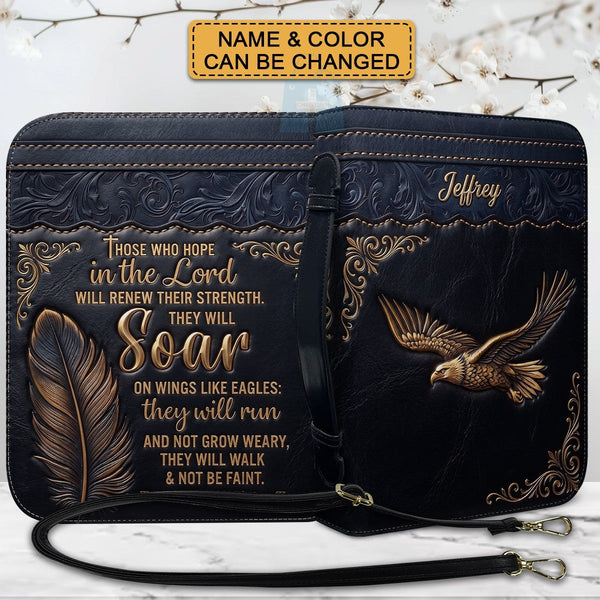 Personalized Eagle Bible Cover with Strap