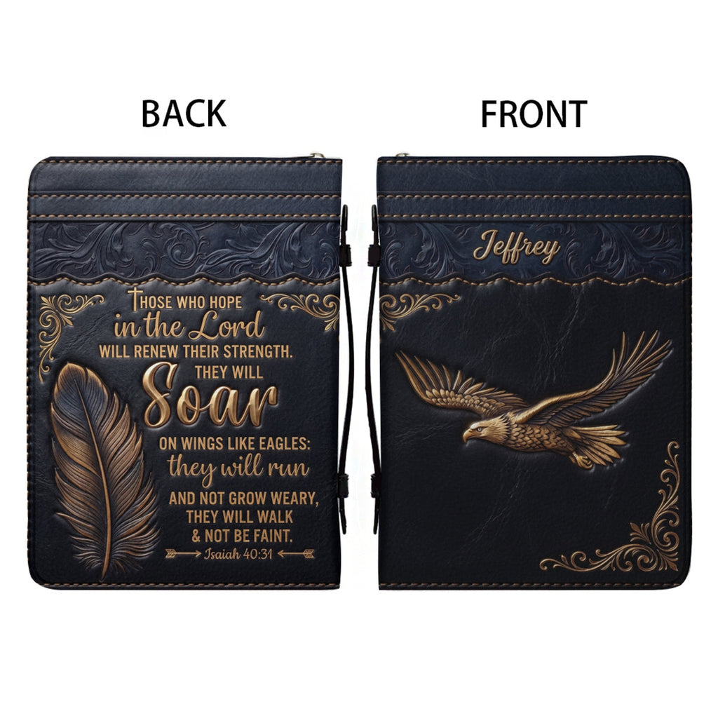 Personalized Eagle Bible Cover with Strap