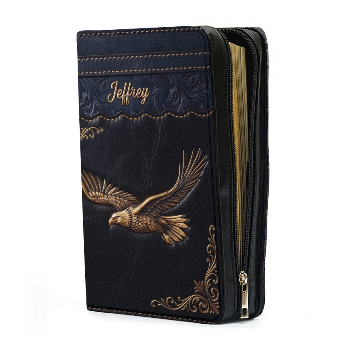 Personalized Eagle Bible Cover with Strap
