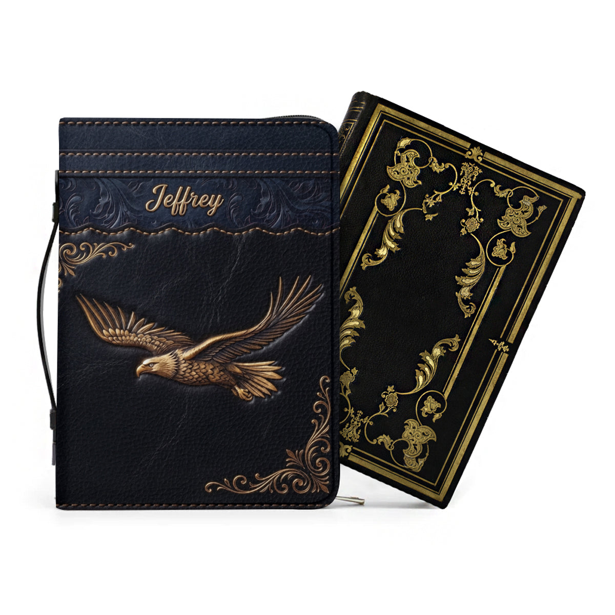 Personalized Eagle Bible Cover with Strap