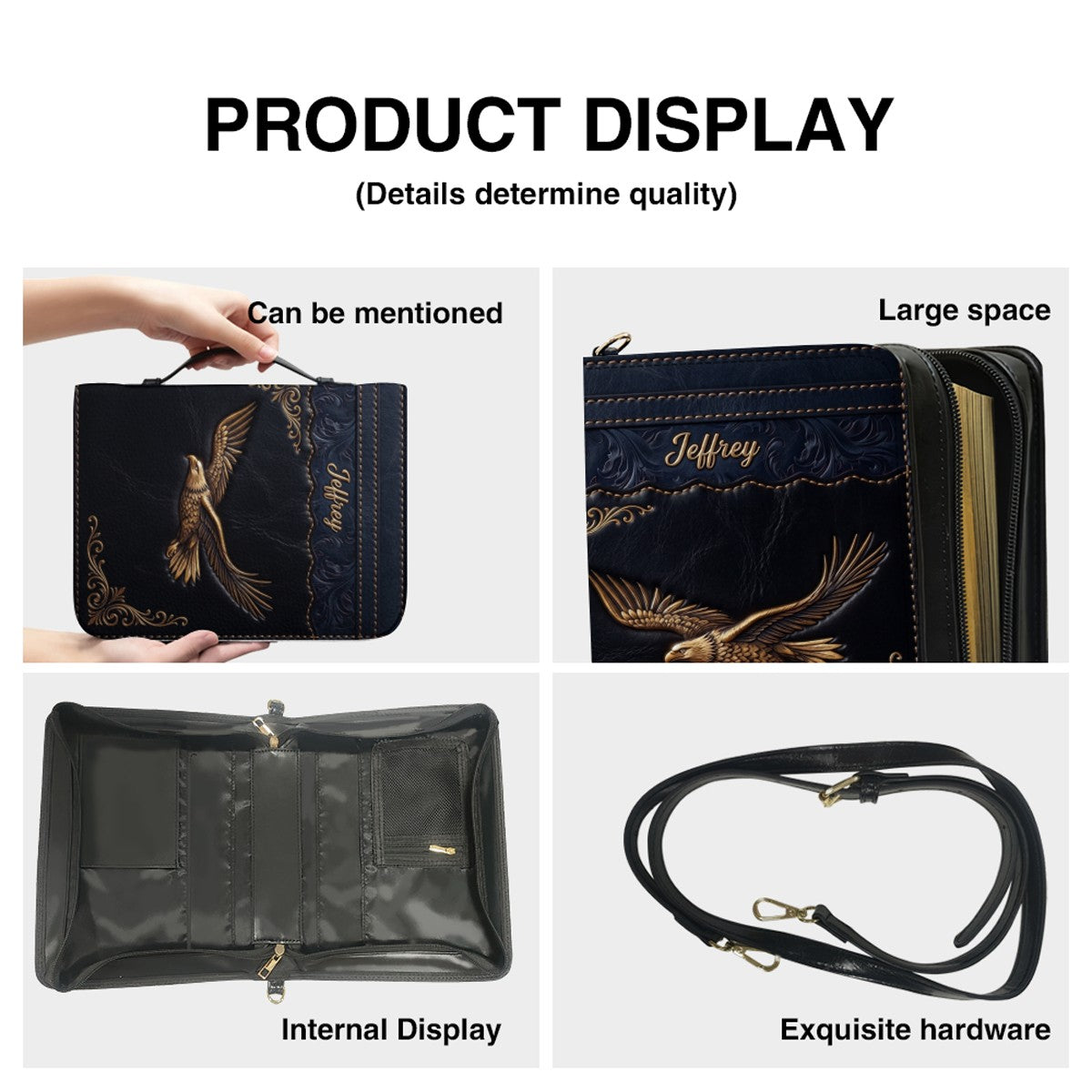Personalized Eagle Bible Cover with Strap
