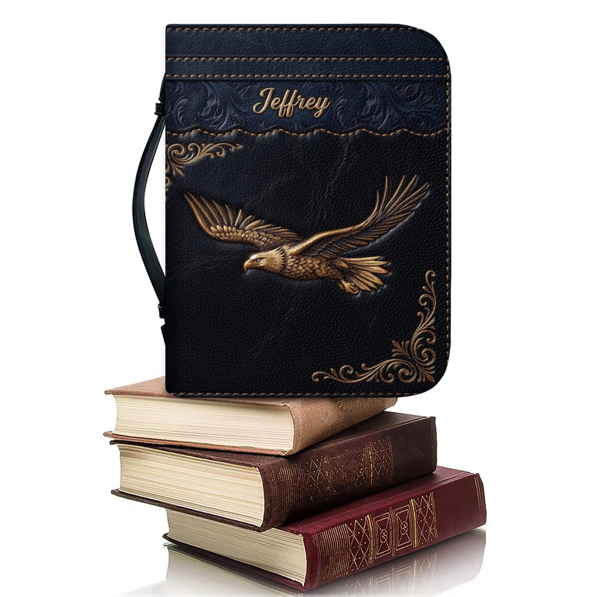 Personalized Eagle Bible Cover with Strap