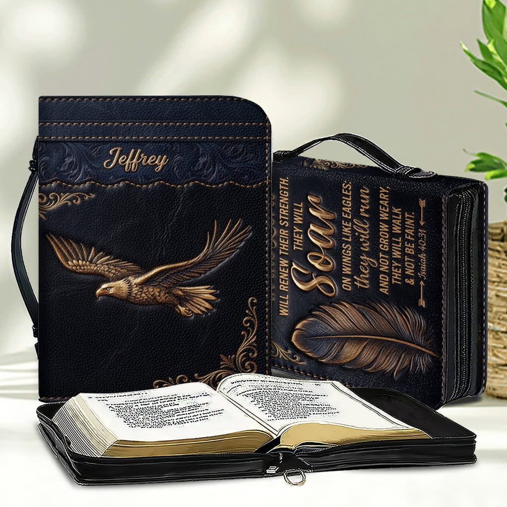 Personalized Eagle Bible Cover with Strap