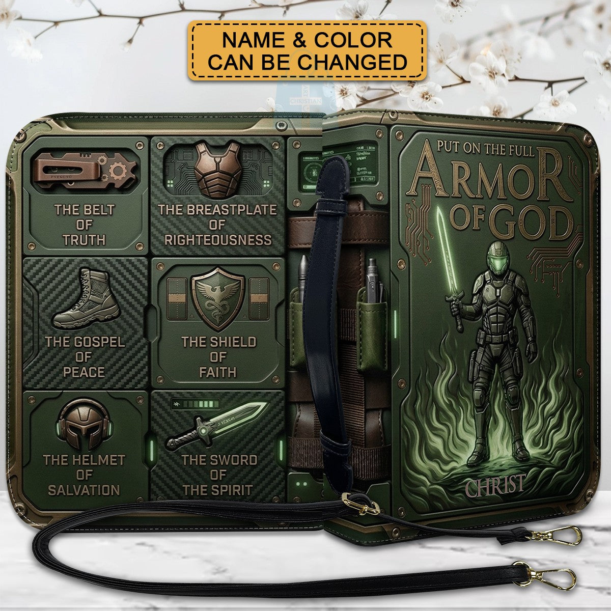Personalized Armor of God Leather Bible Cover