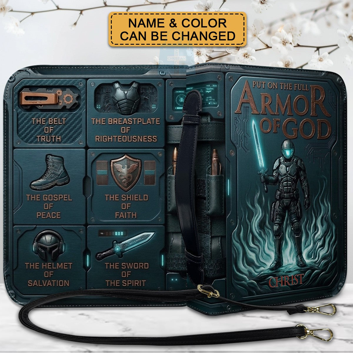 Personalized Armor of God Leather Bible Cover