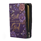 Personalized Purple Butterfly "Be Still" Leather Bible Cover