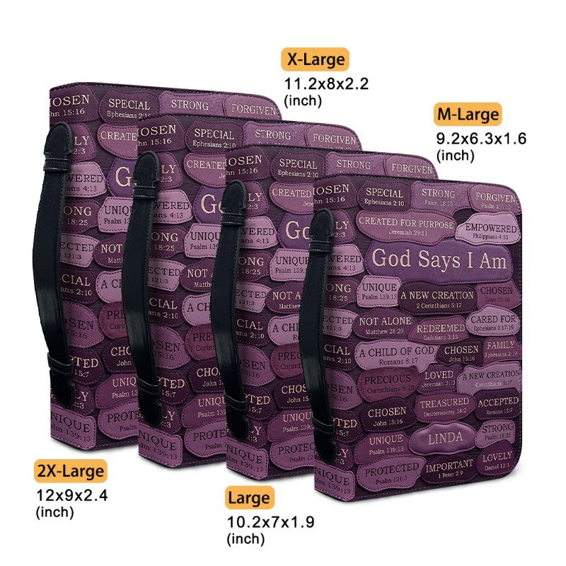 God Says I Am Personalized Leather Bible Cover