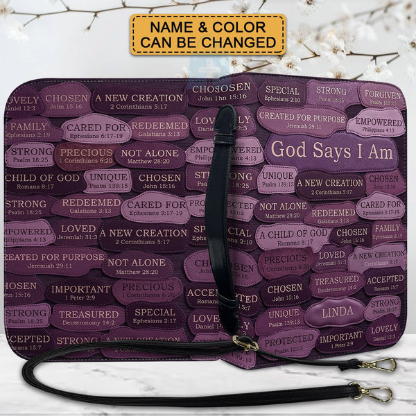 God Says I Am Personalized Leather Bible Cover
