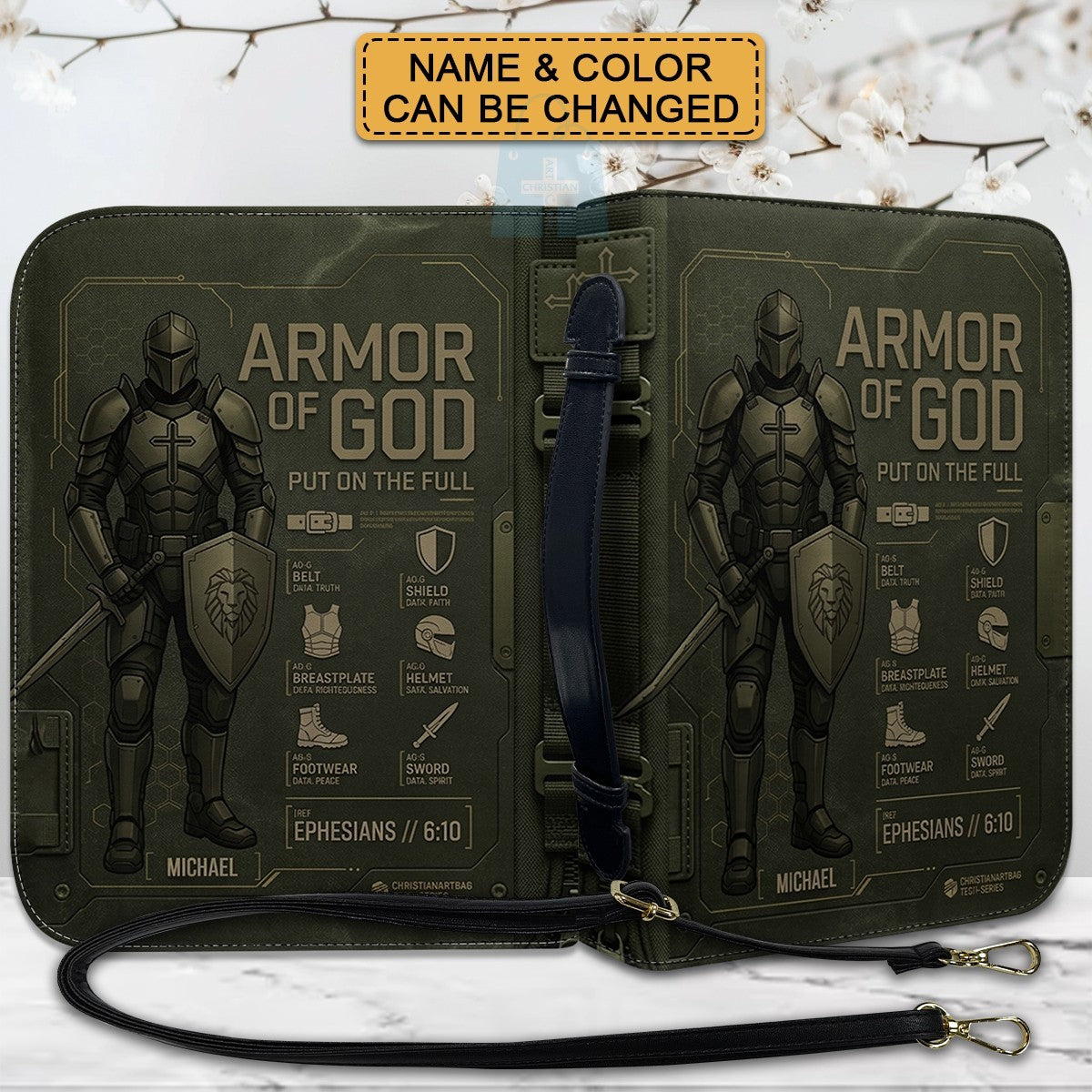 Personalized Armor of God Bible Cover for Men