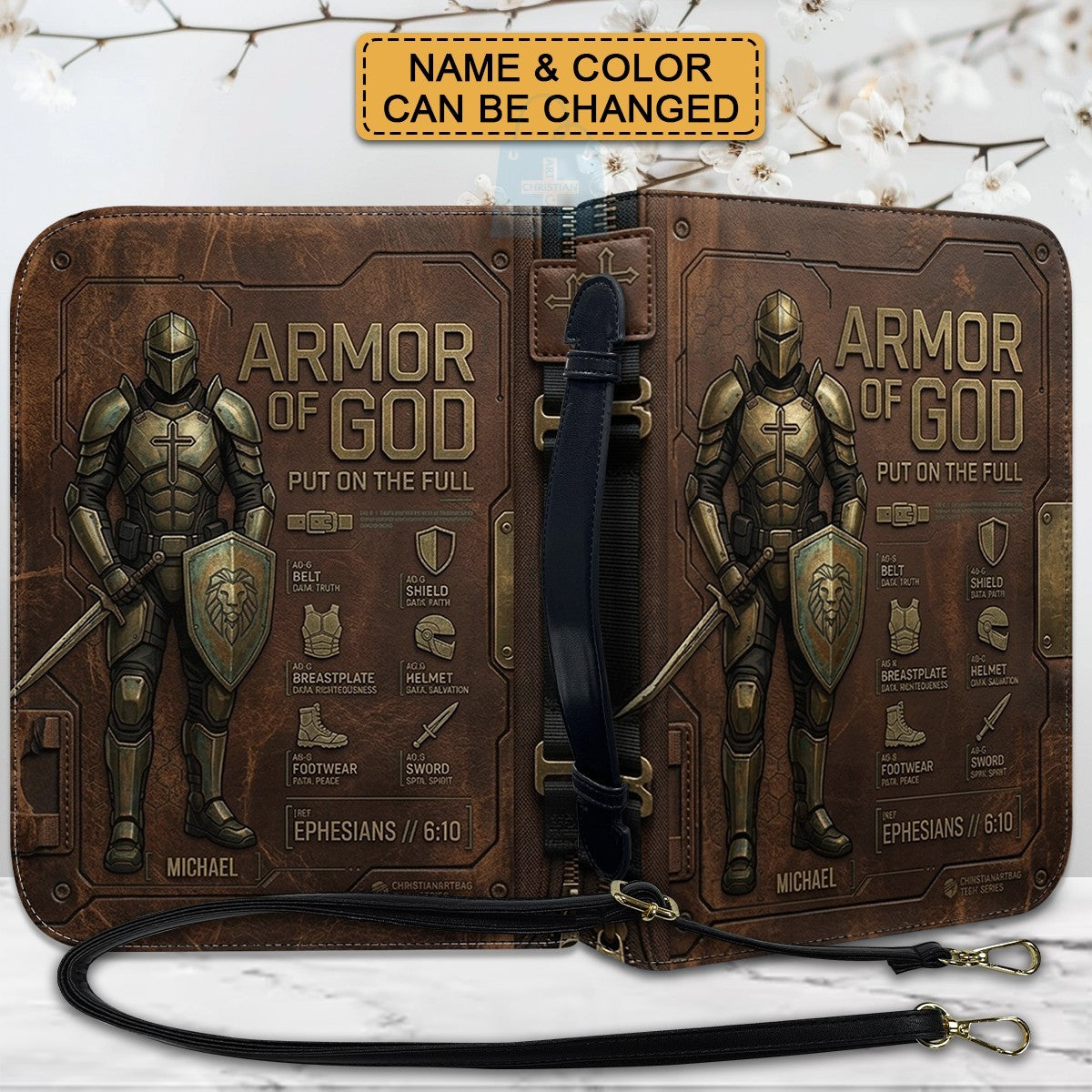 Personalized Armor of God Bible Cover for Men