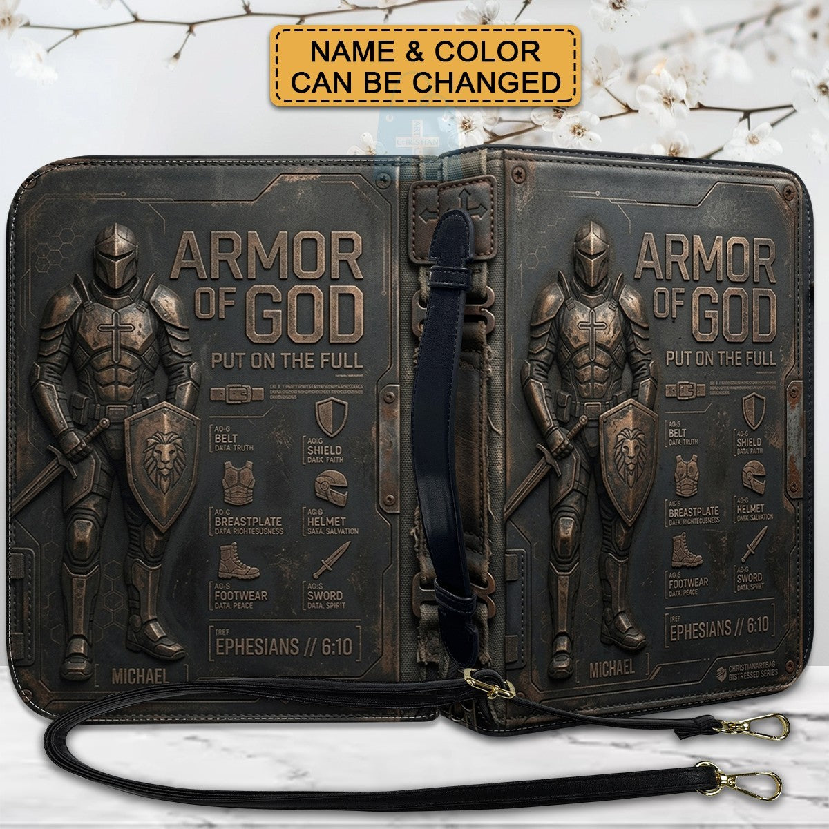 Personalized Armor of God Bible Cover for Men