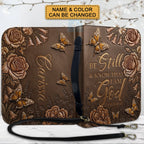 Personalized Purple Butterfly "Be Still" Leather Bible Cover