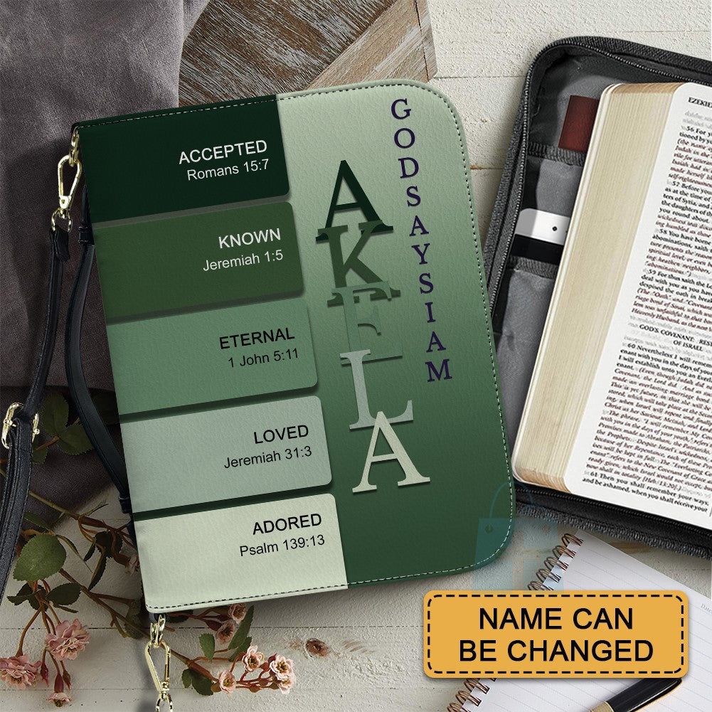 Vintage Green Personalized Name Bible Cover