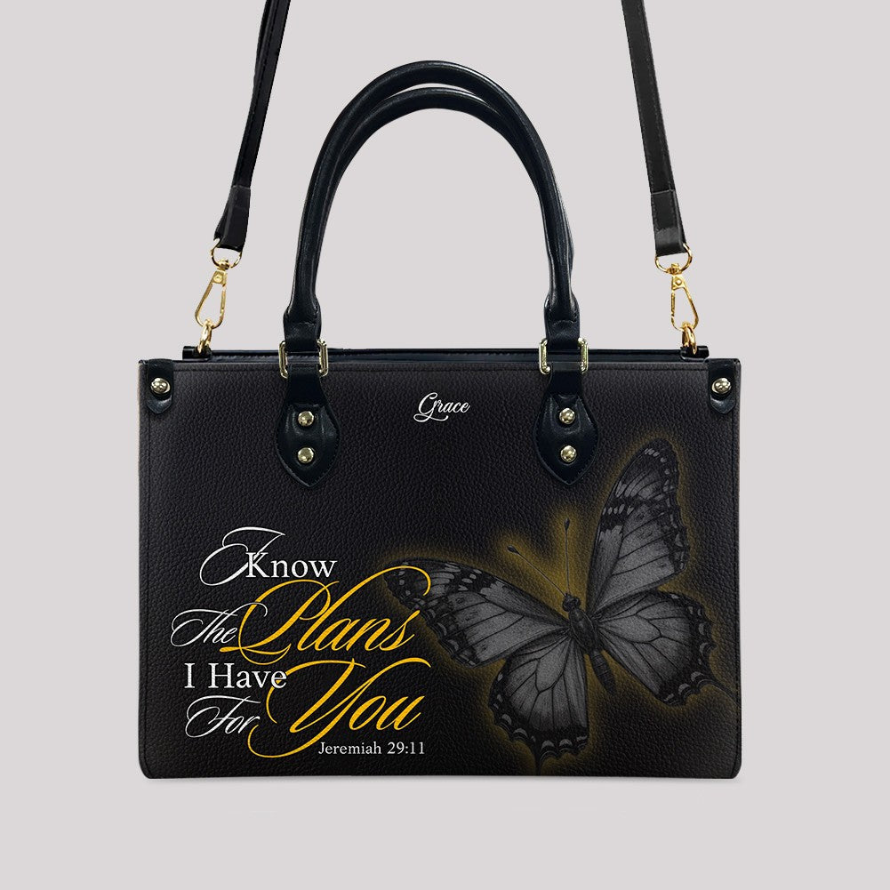 Personalized Bible Verse Butterfly Leather Tote