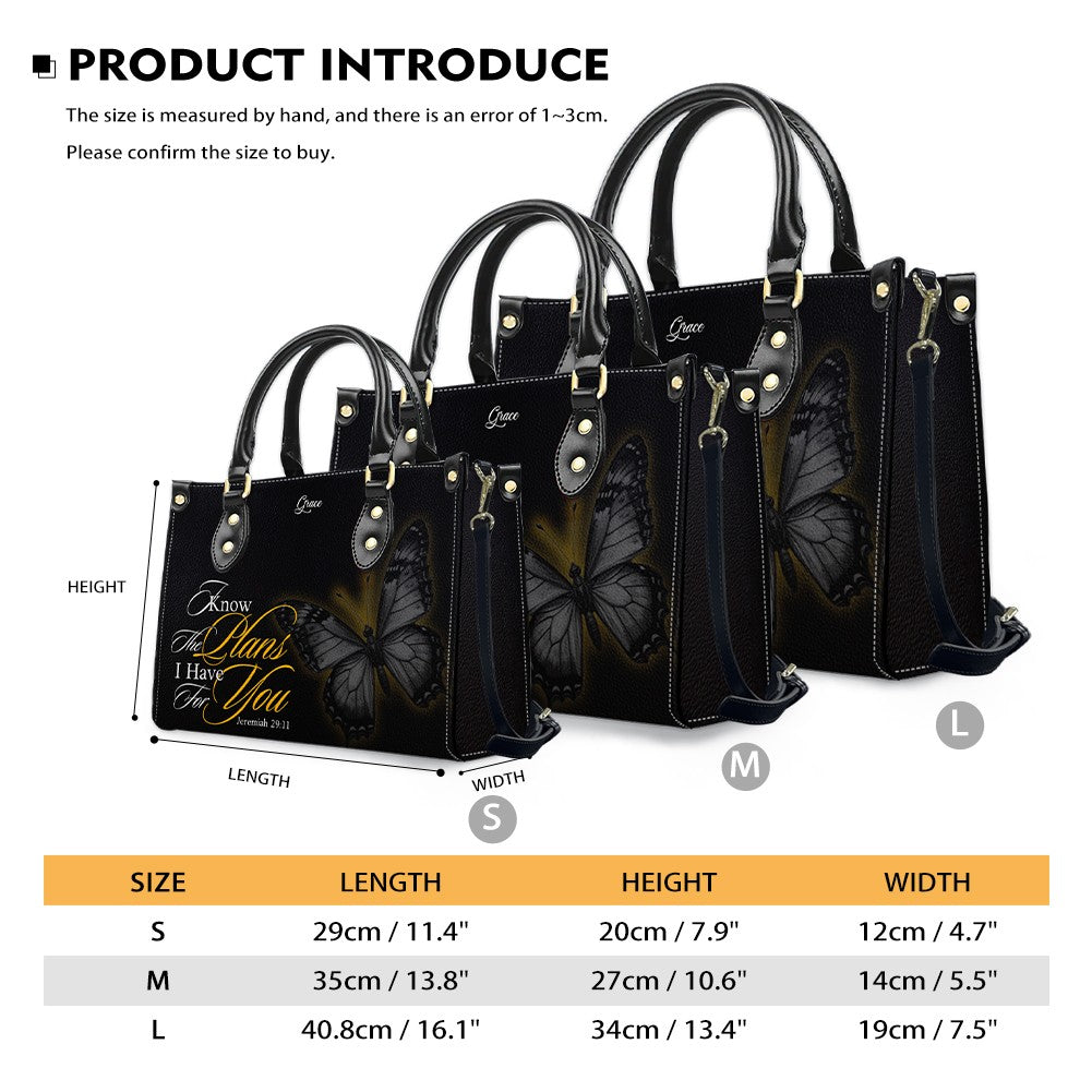 Personalized Bible Verse Butterfly Leather Tote