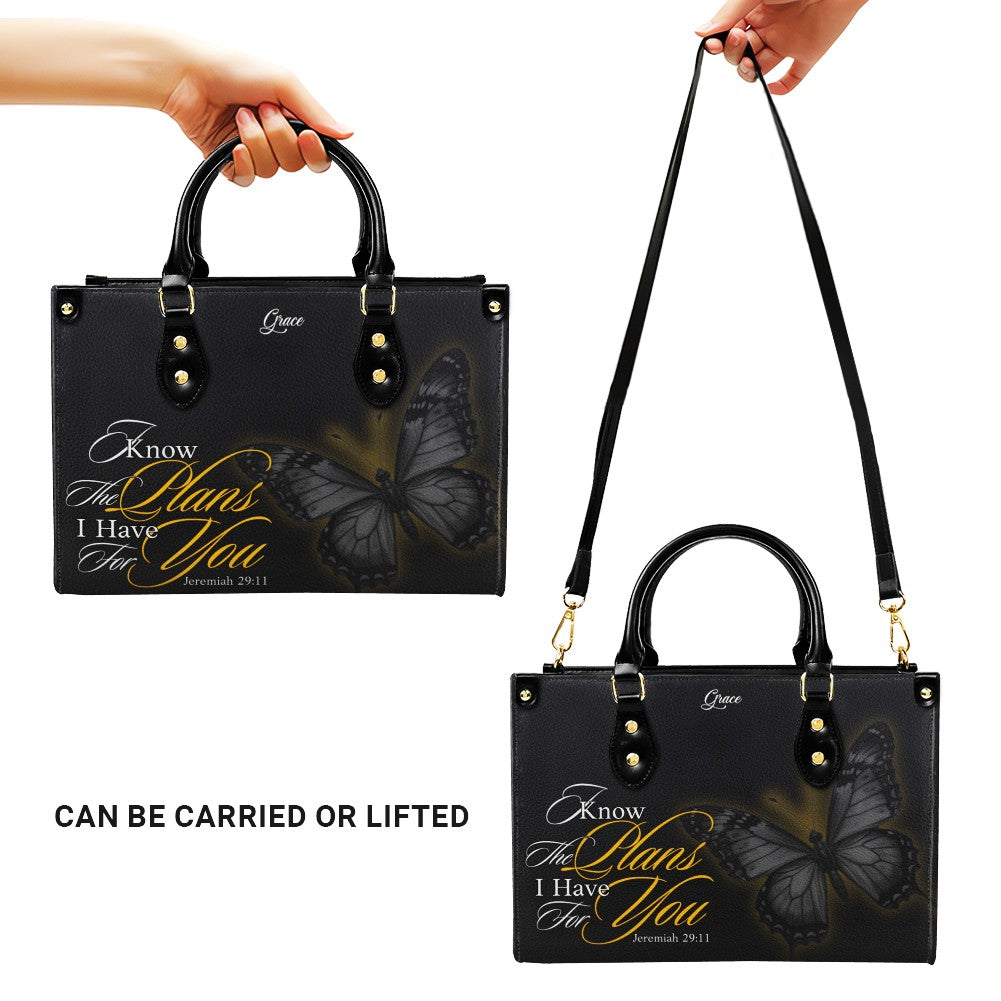Personalized Bible Verse Butterfly Leather Tote