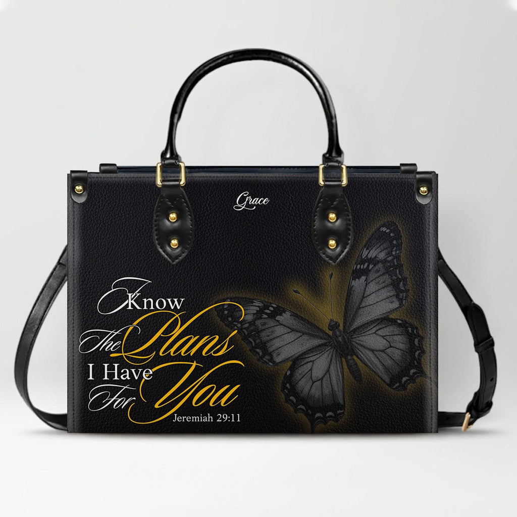 Personalized Bible Verse Butterfly Leather Tote