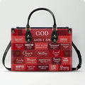 Personalized God Says I Am Leather Handbag