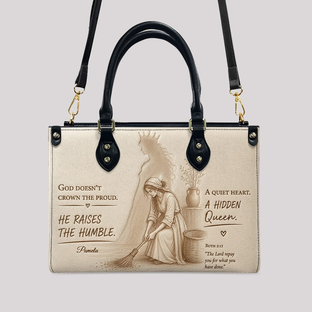 Custom "He Raises The Humble" Leather Handbag