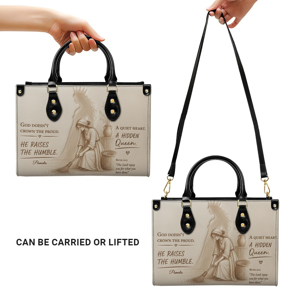 Custom "He Raises The Humble" Leather Handbag